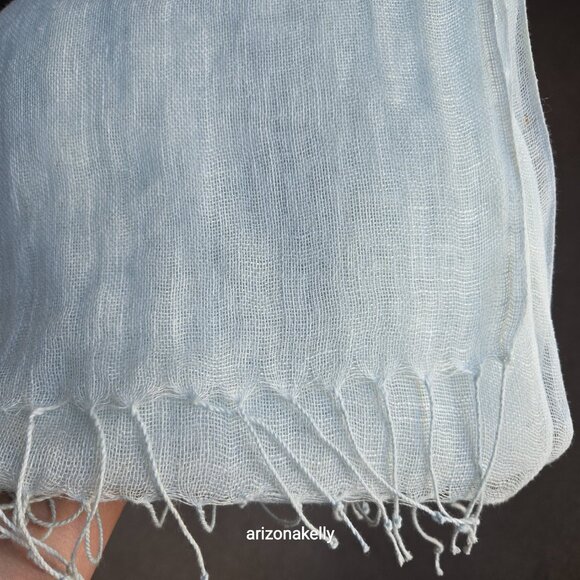 Linen Scarf PALE BLUE - Picture 14 of 14